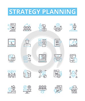strategy planning vector line icons set. Strategy, Planning, Strategy-Planning, Planning-Strategy, Formulating photo