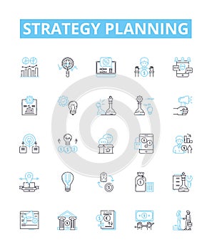 strategy planning vector line icons set. Strategy, Planning, Strategy-Planning, Planning-Strategy, Formulating photo