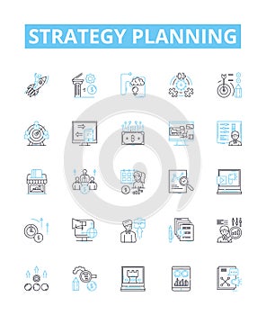 strategy planning vector line icons set. Strategy, Planning, Strategy-Planning, Planning-Strategy, Formulating photo