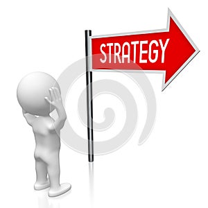 Strategy - signpost with one arrow, cartoon character