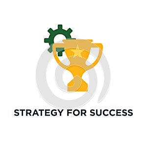 strategy for success icon. win prize, big accomplishment, first place bowl concept symbol design, reward program, golden cup, game