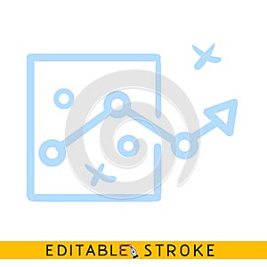 Strategy or tactic plan icon. Line doodle sketch. Editable stroke icon