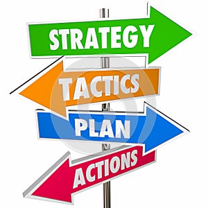 Strategy Tactics Plan Action Arrow Signs Achieve Goal 3D