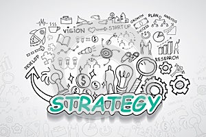 Strategy text, With creative drawing charts and graphs business success strategy plan idea, Inspiration concept modern design temp