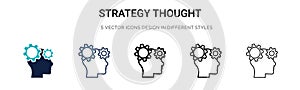 Strategy thought icon in filled, thin line, outline and stroke style. Vector illustration of two colored and black strategy