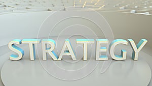 STRATEGY word in the center of a big maze. Conceptual 3D rendering