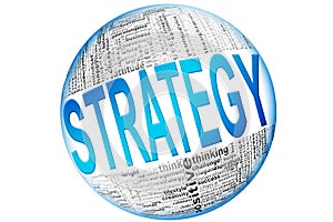 Strategy word on sphere word cloud