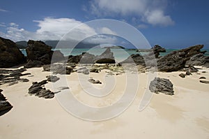 Stratified calcarenite at Lagoon Beach Lord Howe Island photo