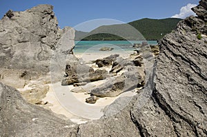 Stratified calcarenite at Lagoon Beach Lord Howe Island photo