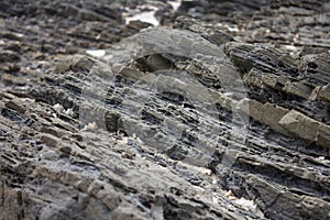 Stratified rocks in a cliff face