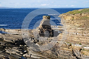 Stratified rocks at The Tower o` Men of Mey in Caithness, Scotland, UK
