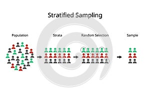 Stratified Sampling method to divide a population into homogeneous subpopulations called strata based on specific characteristics photo