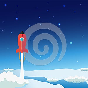 Stratosphere flat modern design. Rocket Space illustration.