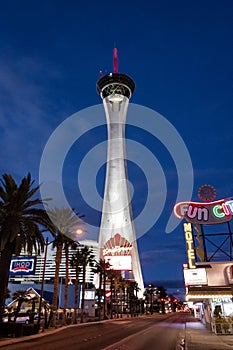 Stratosphere Hotel and Casino at night - Las Vegas, Nevada, USA