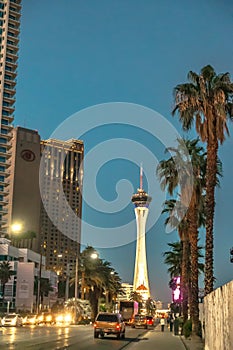 Stratosphere las vegas at sunset evening time