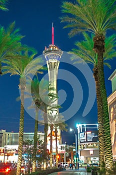 Stratosphere las vegas at sunset evening time