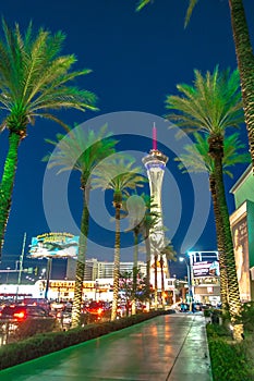 Stratosphere las vegas at sunset evening time