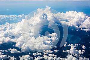 Stratosphere, view of clouds and the Earth