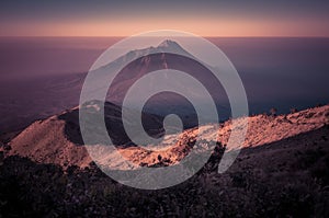 Stratovolcano Mt. Merbabu during sunrise photo
