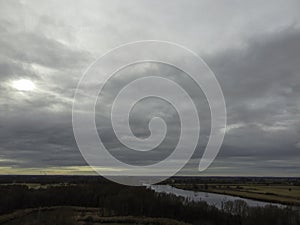 Stratus cumulus alto nimbo clouds in the blue sky is weather messengers