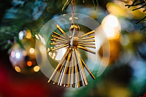 Straw angel christmas ornament