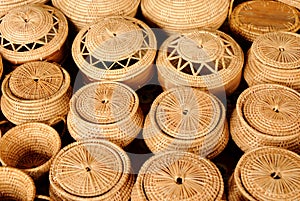 Straw backets on market