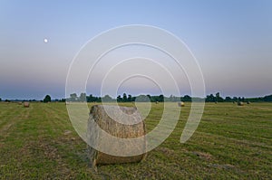 Straw bale with moon