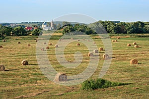 Straw bales amongst fields
