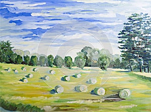 Straw bales country side