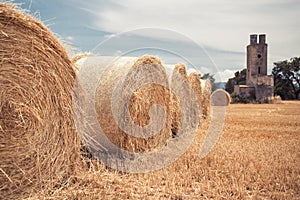 Straw bales field