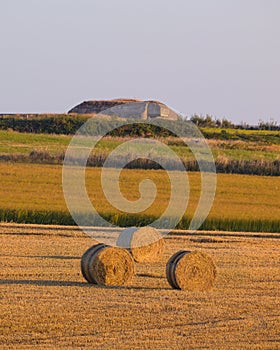 Straw bales near Cap Gris Nez sunset