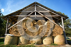 Straw bales on straw storage