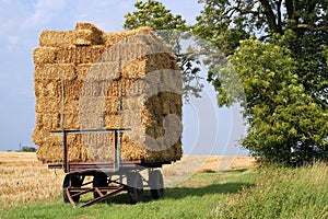 Straw bales on a trailer.