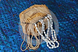 Straw box for jewelry with beads