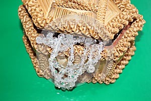 Straw box for jewelry with beads