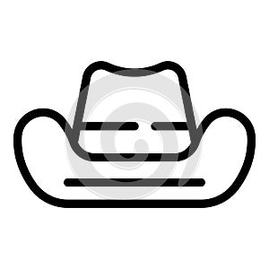 Straw cattleman hat icon outline vector. Western wide brimmed cap photo