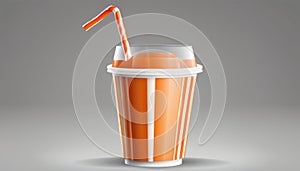 A straw in a cup of orange juice