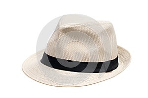 Straw hat with black ribbon