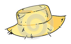 Straw hat headpiece isolated on white background