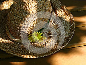 Straw hat with flowers