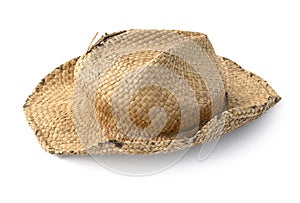 Straw hat old isolated photo