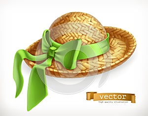 Straw hat, vector icon