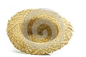 Straw hat on white background
