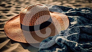Straw hats and fedoras, summer elegance shines generated by AI