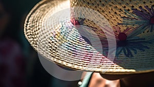 Straw hats and fedoras, summer fashion elegance generated by AI