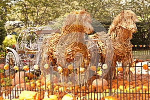 Straw Horses with fairy-tale carriage