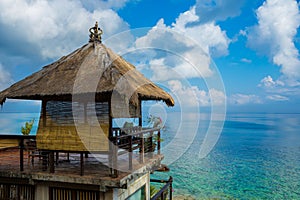 Straw hut over beach