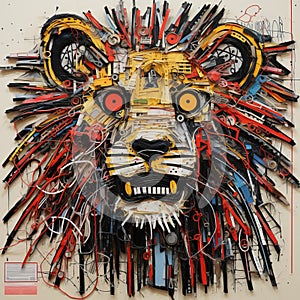 Straw Lion: A Graffitied Assemblage Of Wildlife Art And Industrial Chaos