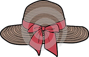 Straw Summer Sun Hat with Bow Tie