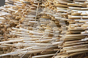 Straw thatching roof. Texture background.